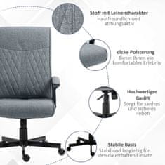 VINSETTO Kancelárske Kreslo Ergonomické Kreslo K Písaciemu Stolu S Funkciou Kolísania Výškovo Nastaviteľný Otočný Pre Office Dark Grey 