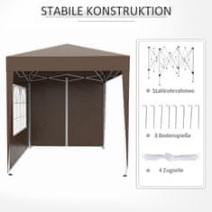 OUTSUNNY Skladací Altánok 2 X 2 M Altánok So 4 Bočnými Stenami, Okno, Markíza S Uv Ochranou, Záhradný Stan S Taškou, Oceľ Oxford, Biela 