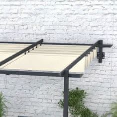 OUTSUNNY Altánok Cca 3 X 3 M Pergola Vetruodolný Terasový Baldachýn, Terasová Strecha Nástenná, Nastaviteľná Strecha, Pre Záhradu, Terasu, Krém. 