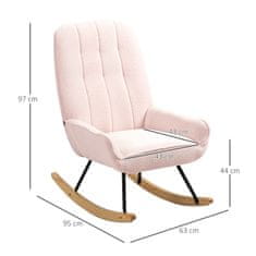 HOMCOM Hojdacie Kreslo Polstrované Relaxačné Kreslo S Sherpa Fleece, Pink, Do 150 Kg, Cozy Swing Chair, 63X95X97Cm 