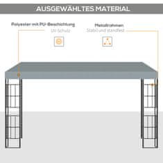 OUTSUNNY Pergola 4 X 3 M Záhradný Altánok Altánok Baldachýn Stan Kov Polyester Šedá 