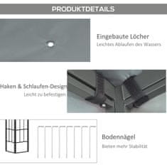 OUTSUNNY Pergola 4 X 3 M Záhradný Altánok Altánok Baldachýn Stan Kov Polyester Šedá 