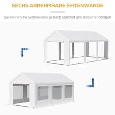 OUTSUNNY Veľký Párty Stan 6X3M Odnímateľné Bočné Steny Dvere Okná Vonkajšie Party Biela 