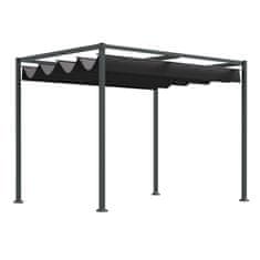 OUTSUNNY Pergola Altánok Baldachýn S Posuvnou Strechou, Polyester, Čierna+Sivá, 298X213X221Cm 