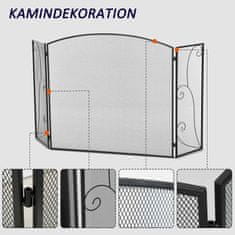 HOMCOM Krbová Mriežka, Ochranná Mriežka Na Krb S 3 Panelmi, Sklopná Mriežka Na Ochranu Pred Iskrami, Ochranná Mriežka Na Rúru Do Obývačky, Kov, Čierna 132,5 X 76,5 Cm 