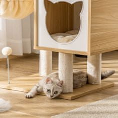 PAWHUT Beige Cat Tree Cat Jaskyňa Platforma Drevená Drevotrieska Sisal 126Cm Výška 