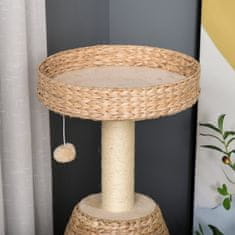 PAWHUT Cat Tree Škrabadlo Mačiatko Nábytok S Loptičkou Cat Cave Sisal Mäkký Plyš Žltá Výška 82,5 Cm 