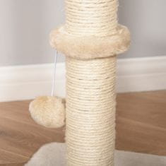 PAWHUT Cat Tree Škrabadlo Mačiatko Nábytok S Loptičkou Cat Cave Sisal Mäkký Plyš Béžová Výška 100 Cm 