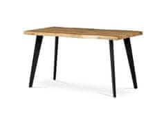Autronic Moderný jedálenský stôl Jídelní stůl, 140x80x75 cm, MDF deska, 3D dekor divoký dub, kov, černý lak (HT-840 OAK)