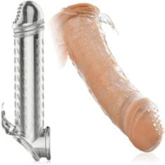 XSARA Gelový návlek na penis s kroužkem na varlata stimulující klitoris - 73565255