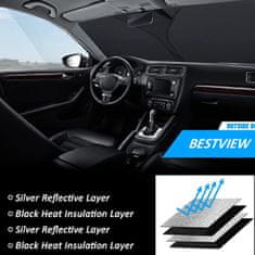 Netscroll Skladací slniečko na predné sklo auta, účinná ochrana proti teplu, jednoduchá inštalácia, vysokokvalitné materiály, vhodné pre väčšinu osobných vozidiel, SunVisor.