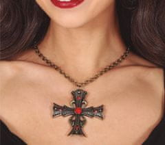 Guirca Náhrdelník kríž s červenými kamienkami 6cm