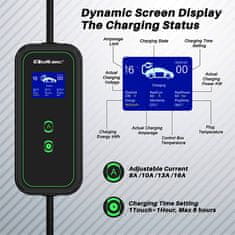 Qoltec Mobilná nabíjačka pre elektromobily s nastaviteľnou nabíjačkou 2v1 Type2 | 11kW | CEE 5 PIN | LCD | 3-fázová | Prenosná | Wallbox | 5m