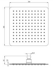 Deante Cascada titán sprchová hlavica, oceľ - 250x250 mm (NAC_D02K)