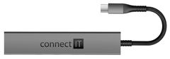Connect IT CompactPRO USB-C hub + čtečka karet, (2xUSB-A 3.0, 1xUSB-C), externí, antracitový (CHU-5150-AN)