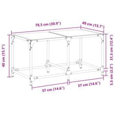 Vidaxl Konferenčný stolík priehľadná sklenená doska 78,5x40x40 cm oceľ