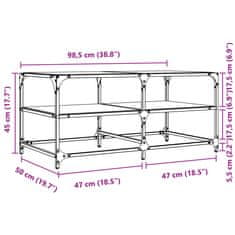 Vidaxl Konferenčné stolíky čierna sklenená doska 98,5x50x45 cm oceľ
