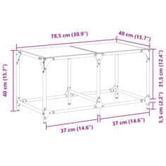 Vidaxl Konferenčný stolík čierna sklenená doska 78,5x40x40 cm oceľ