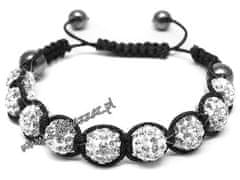 For Fun & Home Náramok Shamballa s 10 mm zirkónmi, nastaviteľná dĺžka 16-28 cm, bez niklu