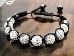 For Fun & Home Náramok Shamballa s 10 mm zirkónmi, nastaviteľná dĺžka 16-28 cm, bez niklu