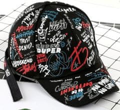 Camerazar Unisex Baseballová čiapka s graffiti slangom, farebné nápisy, nastaviteľný dlhý pás, obvod 56-60 cm