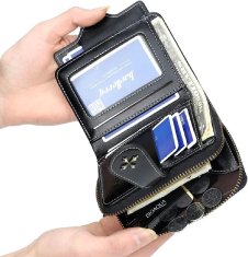 Camerazar Malá dámska peňaženka v retro štýle, čierna kvalitná umelá koža, 9x12x3 cm
