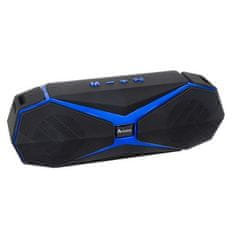 Izoxis Multifunkčný bezdrôtový reproduktor Bluetooth s FM rádiom a čítačkou kariet, čierna/modrá, ABS plast, 5,5x22x8 cm