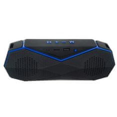 Izoxis Multifunkčný bezdrôtový reproduktor Bluetooth s FM rádiom a čítačkou kariet, čierna/modrá, ABS plast, 5,5x22x8 cm