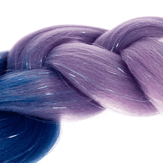 Soulima Syntetické ombré vrkoče s trblietavými vláknami, námornícka modrá + fialová - ružová, 60 cm