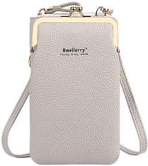 Camerazar Multifunkčná dámska miniatúrna taška na telefón, sivá, mäkká ekologická umelá koža, 18x11x5 cm