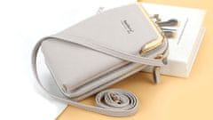 Camerazar Multifunkčná dámska miniatúrna taška na telefón, sivá, mäkká ekologická umelá koža, 18x11x5 cm