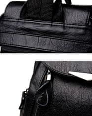 Camerazar Veľký mestský batoh z tvrdej kvalitnej syntetickej kože, čierna farba kovania, 33x30x12 cm
