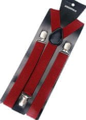 Camerazar Unisex hrubé šle na nohavice, červené, z ekologickej umelej kože, nastaviteľná dĺžka 60-100 cm