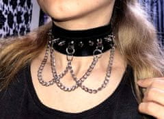 Camerazar Gotický kožený náhrdelník Punk, čierny, šírka 45 mm, dĺžka 45 cm