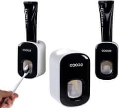 Camerazar Automatický dávkovač zubnej pasty, čierny, odolný plast, 11,3x7x6 cm