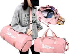 Camerazar Športová taška na tréning v telocvični, ružová, nylon, 46x24x24 cm