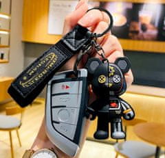 Camerazar Prívesok na kľúče s robotickým medvedíkom, čierne kovanie, syntetický materiál a zliatina obyčajných kovov, 7,2x4,3 cm - variant 1