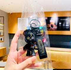 Camerazar Prívesok na kľúče s robotickým medvedíkom, čierne kovanie, syntetický materiál a zliatina obyčajných kovov, 7,2x4,3 cm - variant 1