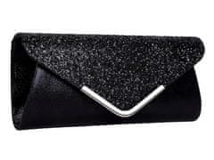 Camerazar Elegantná večerná brokátová taška cez rameno, čierna, syntetický materiál, 24x15x6 cm