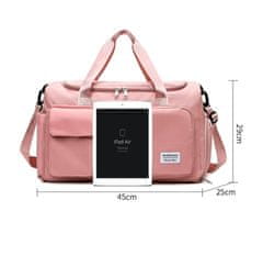 Camerazar Priestranná cestovná taška na cvičenie, ružová, vodotesný nylon, 45x29x25 cm