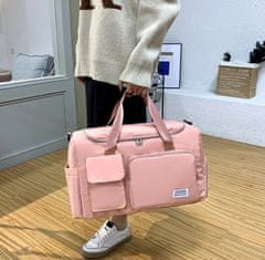 Camerazar Priestranná cestovná taška na cvičenie, ružová, vodotesný nylon, 45x29x25 cm