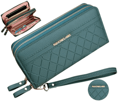Camerazar Veľká dámska peňaženka z kvalitnej umelej kože, prešívaný ozdobný vzor, zelená, 19,5x9,5x4 cm