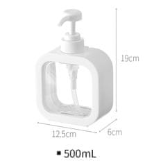 Camerazar Univerzálny dávkovač tekutého mydla 500 ml, biely s priehľadným panelom, vyrobený z plastu