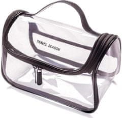 Camerazar Priehľadná kozmetická taška z PVC, strieborná, 15x22x14 cm