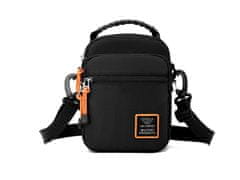Camerazar Pánska športová taška cez rameno, malá, nepremokavá, tkanina Nylon-Oxford, čierna, 15x20x9 cm