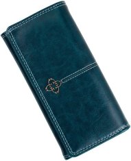 Camerazar Veľká elegantná dámska peňaženka, modrá ekokoža, 19,5x10x4 cm