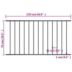 Vidaxl Plotový panel, práškovaná oceľ 1,7x0,75 m, čierny