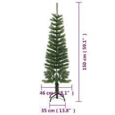 Vidaxl Umelý úzky vianočný stromček s podstavcom 150 cm PE