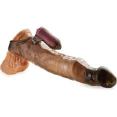 XSARA Návlek na penis a varlata - zvětšení penisu o 6 cm + vibrační masáž klitorisu - 73684656