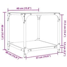 Vidaxl Konferenčné stolíky s čiernou sklen.doskou 2 ks 40x40x40cm oceľ